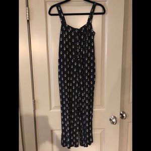 Loft Black Patterned Jumpsuit